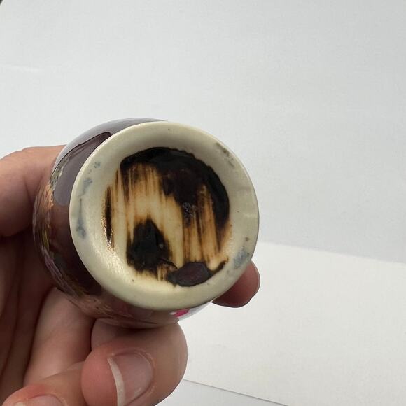 Vintage Miniature Peacock Japanese Vase CoBalt Gold Glazed Porcelain Mini Bud - Picture 4 of 11